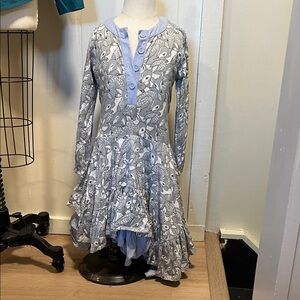 Gray and Blue Patterned Dress